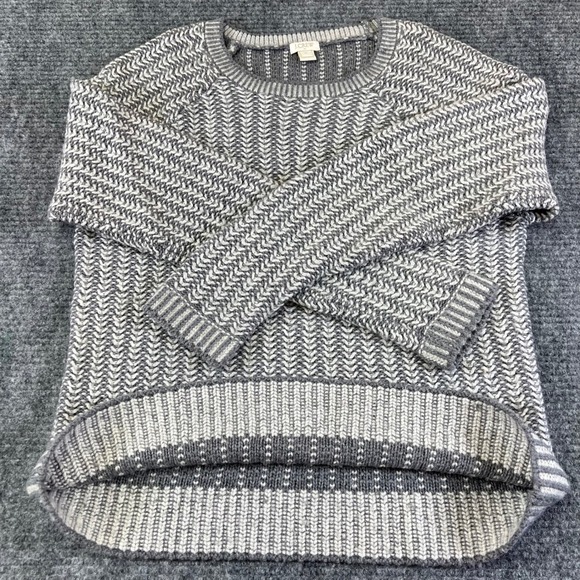 J Crew Textured‎ Chevron Pattern Sweater XL Gray White Crew Neck Long Sleeve - Picture 16 of 16
